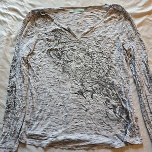 Maurices Gray Long Sleeve Top with Embellishments